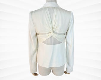 Vintage BCBG Max Azria Blazer: Sheer Chiffon Knot Back, Y2K Fashion