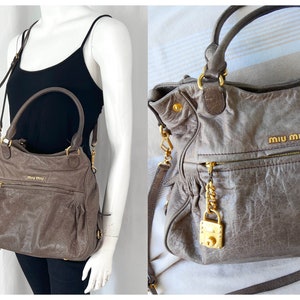 Miu Miu - Authenticated Matelassé Handbag - Leather Brown Plain for Women, Very Good Condition