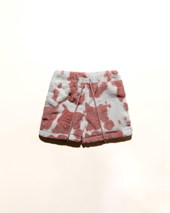 Cow Print Fuzzy Minky Shorts: Soft Plush Loungewear - Etsy