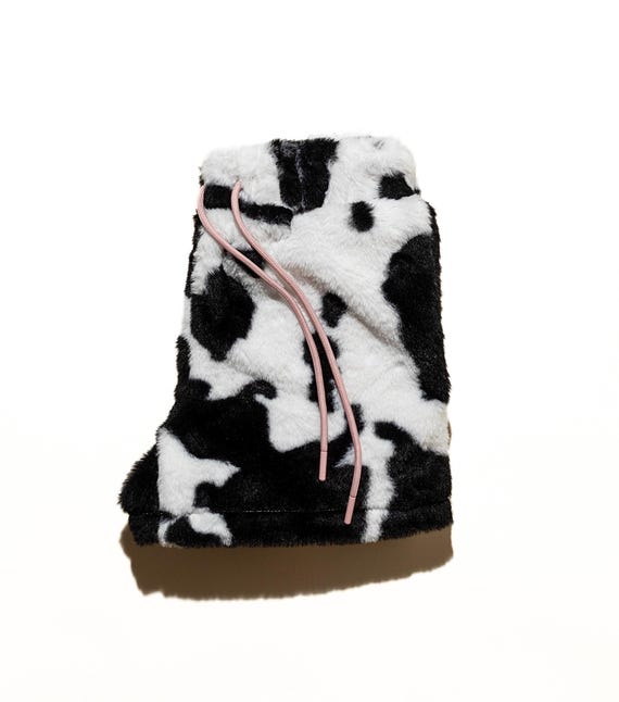 Fluffy Cow Print Fuzzy Shorts, Faux Fur, Minky, Cozy Soft