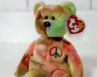 TY Beanie ORIGINAL Peace Bear 1996 RETIRED comes with tag & protector.