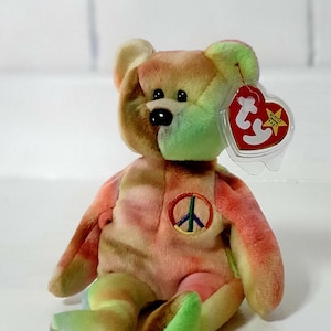 TY Beanie ORIGINAL Peace Bear 1996 RETIRED comes with tag & protector.