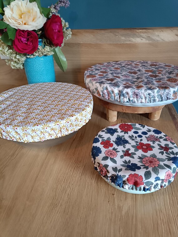 Charlotte Alimentaire Tissu Réutilisable, Couvre Plat Élastique Écologique, Couvercle Lavable Zéro Déchet, Cadeau Écoresponsable Cuisine