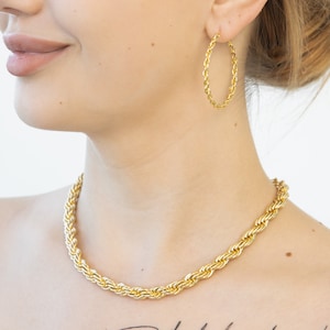 Gold Rope Chain Necklace For Women, Solid Gold Rope Chain For Men, Rope Chain Gold Choker,  Valentine Gift For Her,  Minimalist Necklace