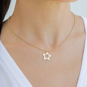 Gold Star Necklace, Delicate Necklace Gold Star, Dainty Necklace Layered Gold Choker Celestial Jewelry Gifts for Her, Valentine Gift