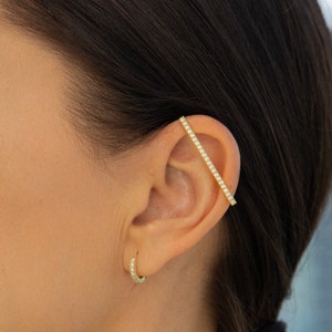 Gold Cartilage Ear Cuff, Diamond Ear Wrap for Women, 14K Gold Ear Cuff, Handmade, Minimalist Earrings, Gold Ear Jacket Gift for Her image 6