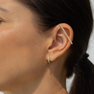 Gold Cartilage Ear Cuff, Diamond Ear Wrap for Women, 14K Gold Ear Cuff, Handmade, Minimalist Earrings, Gold Ear Jacket Gift for Her