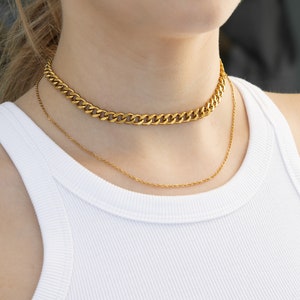 Kubanische Kette, kubanische Gliederkette 14K, Goldkette Halskette, Gold Filled Kette, geschichteter Schmuck, Valentinstag Geschenk, Geschenk für sie