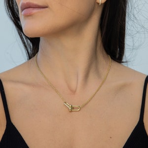 U-Lock Necklace, Gold Chain Necklace, Chunky Chain, Elegant Lock Pendant Necklace, Everyday Statement Necklace, Unique, Delicate, Handmade