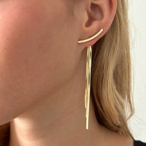 Long Bar Earrings, Bar Long Tassel Drop Earrings, Simple Bar Earrings, Dangle Bar Earrings, Wedding Bar Earrings, Long Drop Earrings