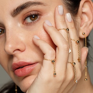 Adjustable Chain Ring, 14K Gold Filled Minimalist Chain Ring, Gift For Her, Rings For Women, Thin Ring, Trendy Rings, Ring Set