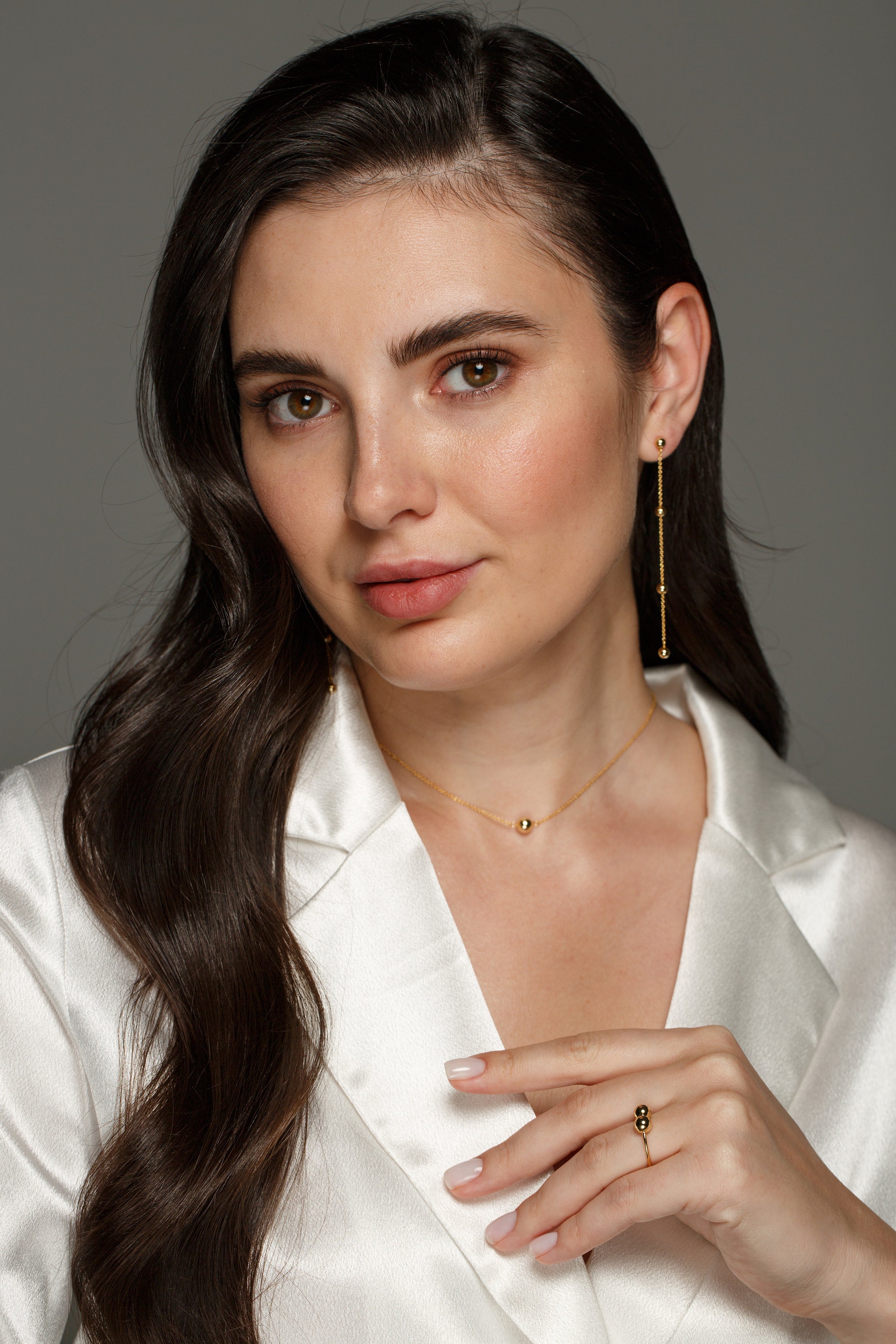 Gold Long Chain Necklace, Adjustable Necklace, Transformer Ball Chain