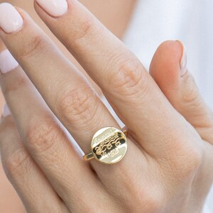 Gold Disk Round Ring For Women, Coine ring, Dainty Gold Round Ring, Minimalist Gold Ring For Soulmate, Valentine Gift for her image 5