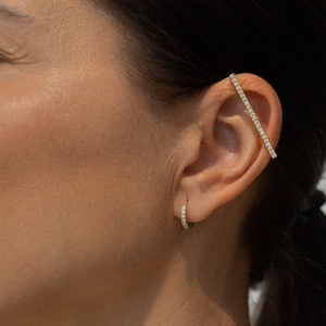 Gold Cartilage Ear Cuff, Diamond Ear Wrap for Women, 14K Gold Ear Cuff, Handmade, Minimalist Earrings, Gold Ear Jacket Gift for Her image 2