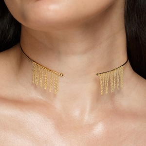 Moderne Halsband Halskette, Gold Hals Manschette, Gold Choker Halskette, Einzigartige Handgemachte Halskette, Minimalistischer Schmuck, Jahrestag Geschenk, Geschenk für Sie