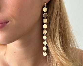 Gold and Diamond Earrings, Elegant Simple Earrings, Unique Modern 14K Gold Earrings, Handmade, Minimalist Everyday Earrings, Gift for Her