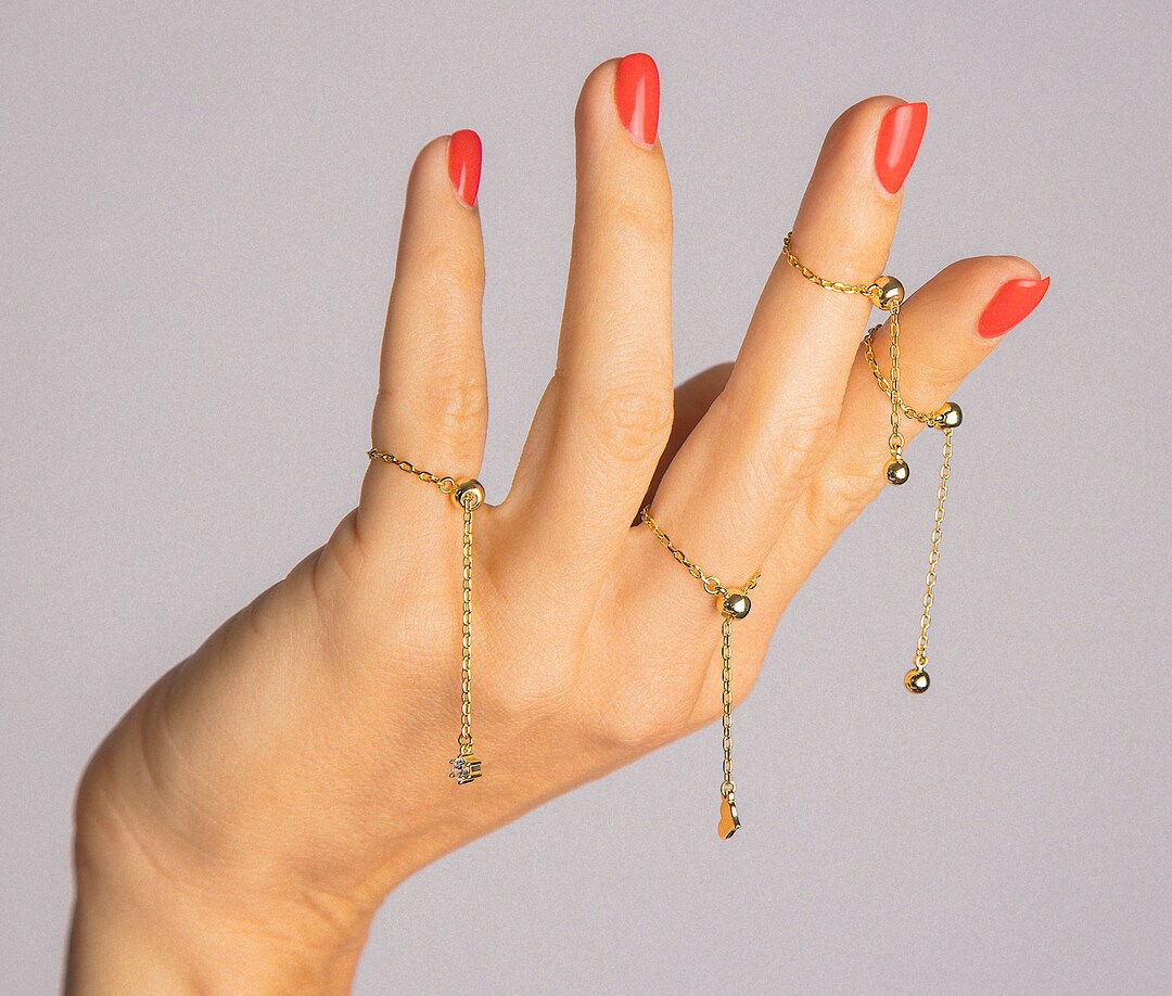 Adjustable Chain Ring, 14K Gold Filled Minimalist Chain Ring, Gift for