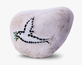 lapidemART decorative stone with mosaic dove/dove of peace in different sizes