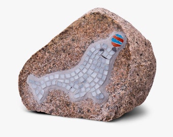 lapidemART decorative stone with mosaic seal/howler in different sizes