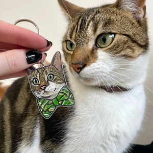 Custom Pet Keyring Custom Pet Gift Cat Drawing Dog Drawing Personalised Pet Animal Keyring Portrait Pet Keychain image 1