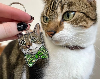 Llavero de mascota personalizado / Regalo de mascota personalizado / Dibujo de gato / Dibujo de perro / Mascota personalizada / Llavero de animales / Retrato / Llavero de mascota