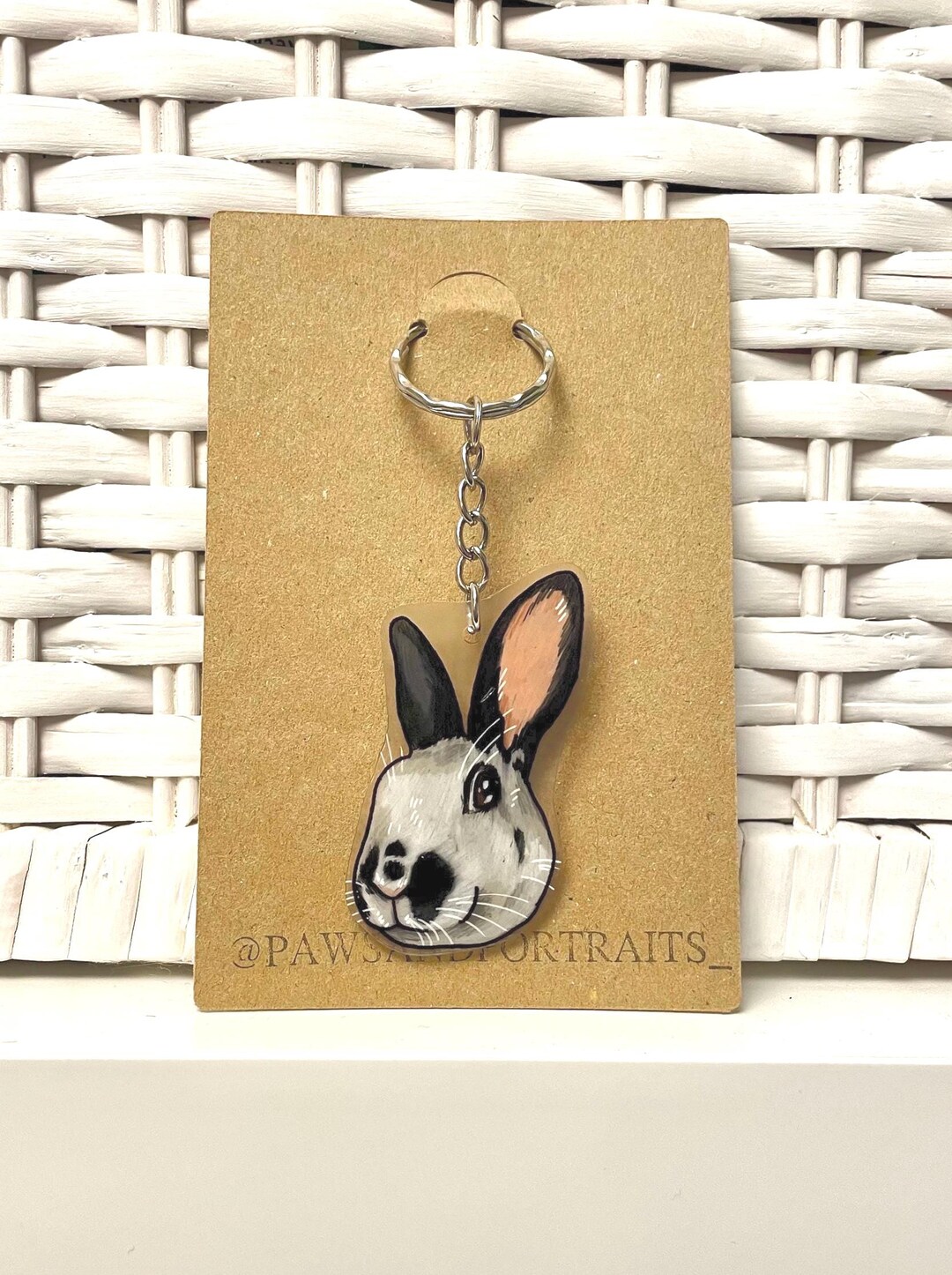 Custom Rabbit Keyring, Hand-made Gift for Pet Lovers, Unique Portrait ...
