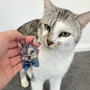 Custom Pet Keyring Custom Pet Gift Cat Drawing Dog Drawing Personalised Pet Animal Keyring Portrait Pet Keychain image 7