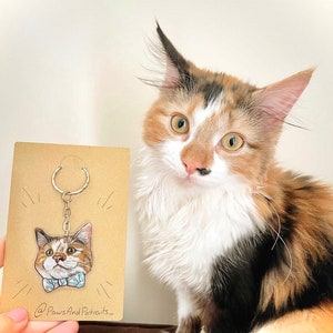 Custom Pet Keyring Custom Pet Gift Cat Drawing Dog Drawing Personalised Pet Animal Keyring Portrait Pet Keychain image 8