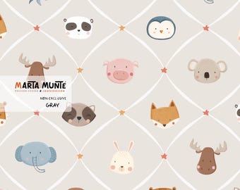 Cute baby animal faces in diamonds (Commercial Use) – Non-Exclusive License