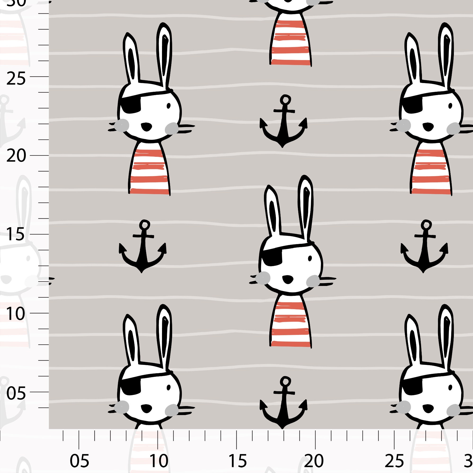 Fabric Rabit Pattern Pirate Rabbit Seamless Pattern, Fabric Print (digital 300 Dpi) - Etsy