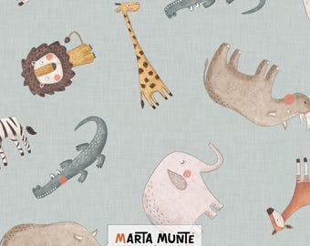 African Animals tossed Fabric Pattern: African Print (Commercial Use)