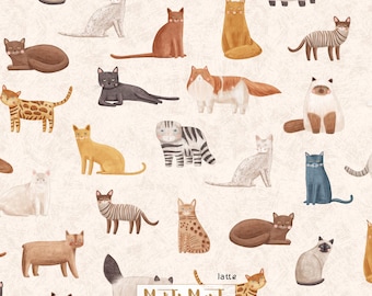 Cat Breeds Seamless Pattern, Green Safari Colors (Digital File)