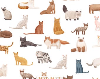Cat Breeds Seamless Pattern, Kitten Repeat Tile (Digital File)