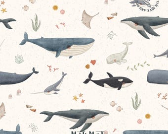 Blue Whale Seamless Pattern, Commercial Fabric Design (Digital Download)