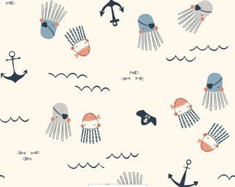 Octopus Pirate Seamless Pattern: Commercial Fabric Design (Digital Download)