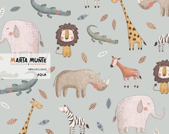 African Animal friends Fabric Pattern: Safari Print (Commercial Use)