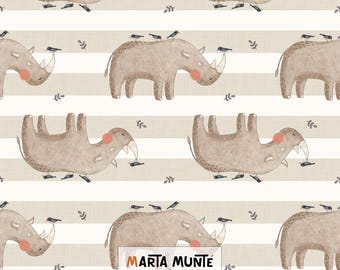 Rhinoceros African Animal Fabric Pattern: Safari Print (Commercial Use)