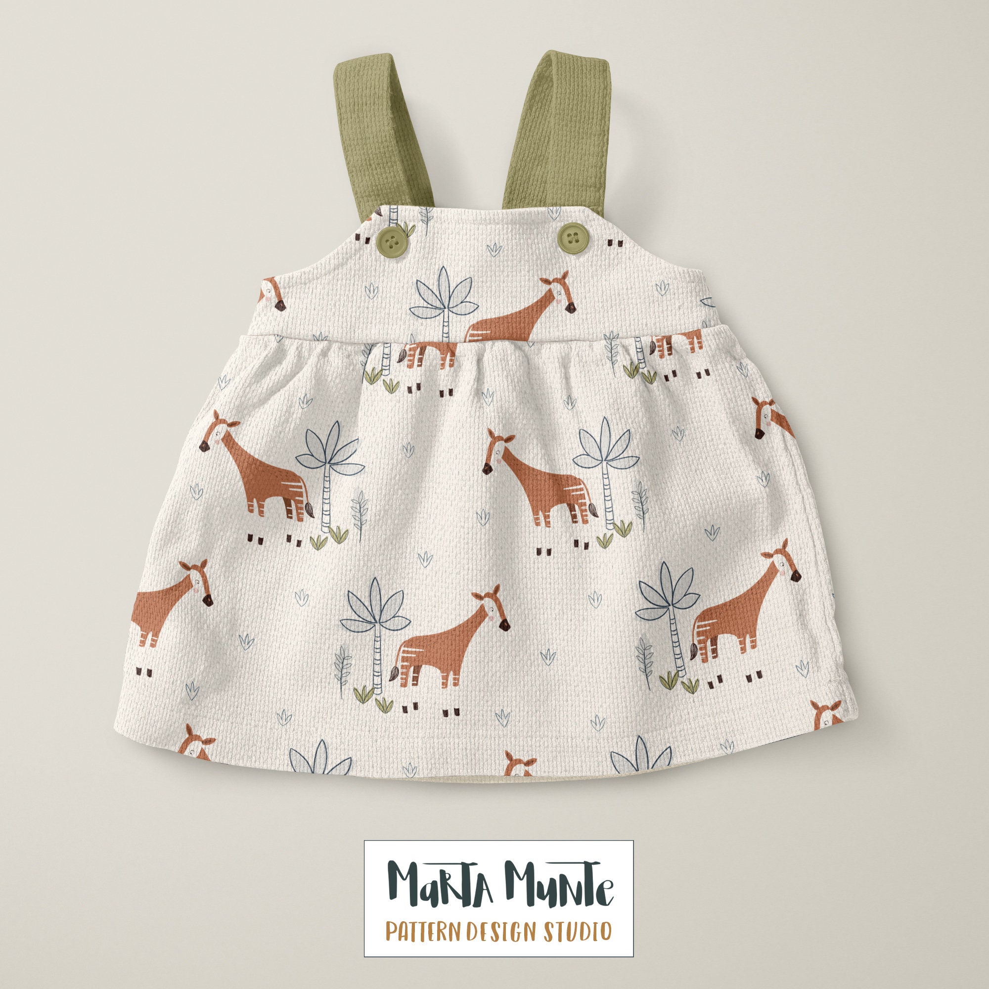Okapi Animal Pattern Two Okapi Seamless Pattern Designs, Animal Fabric Print (digital ...