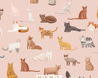 Pink Cat Breeds Seamless Pattern, Kitten Repeat Tile (Digital File)
