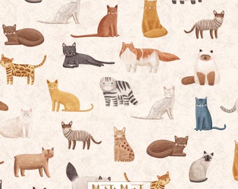 Cat Breeds Seamless Pattern design for fabric only,  Kitten Repeat Tile (Digital File)