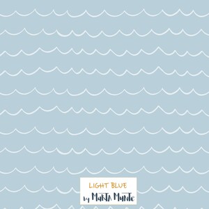 May include: A seamless pattern of white wavy lines on a light blue background. The text "LIGHT BLUE by MARTA MUNTE" is at the bottom of the image.