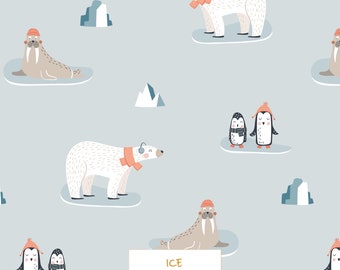Artic animals non-exclusive design for Commercial Use, repeat pattern, surface design,  Licence for fabric, animals winter pattern design