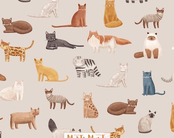 Cat Breeds Abalone Seamless Pattern, Fabric Print (Digital File)