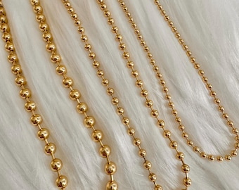 Ball Chain Necklaces | Real 18K Gold Plated | Length 16.65 w/ 2” extender |Ball Bead Sizes: 3mm, 4mm and 6mm | SOLD SEPARATELY