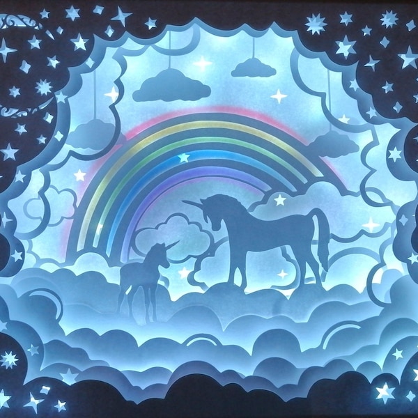LIGHTBOX 3D UNICORN CLOUDS