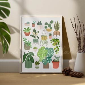 Plant Lover Digital Print, Funny Quirky Wall Decor, Dorm Bedroom Aesthetic, Cute Plant Mom Gift, Housewarming Present, Minimalist Aesthetic