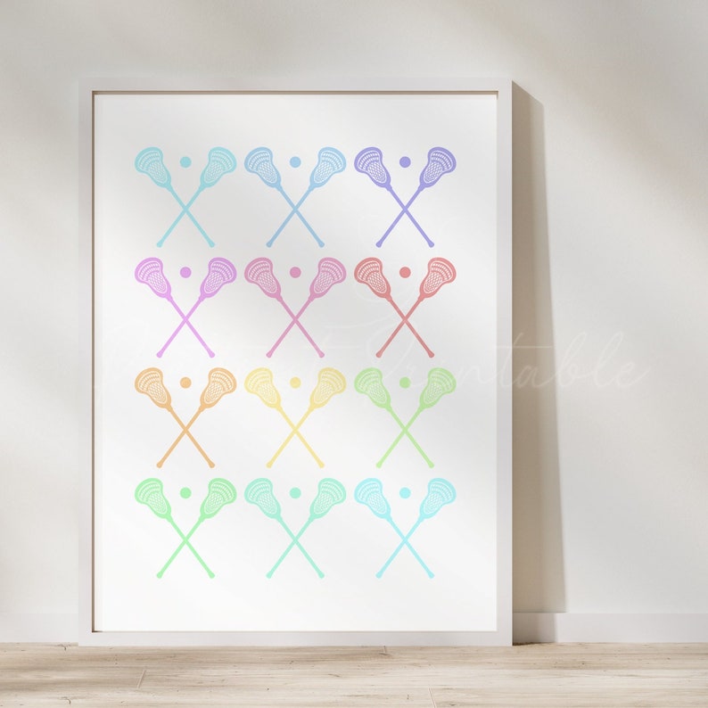 Lacrosse Wall Art Girls LAX Poster Rainbow Lacross Sticks Etsy