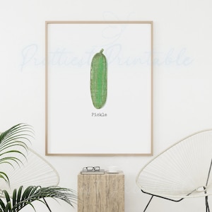 Einfache Gurke Digitaldruck, lustige schrullige Wand-Dekor, Wohnheim Schlafzimmer ästhetisch, süße Gurke Geschenk für sie, Einweihungsparty Geschenk Essen minimalistisch
