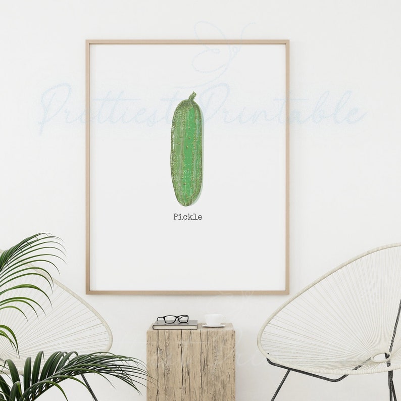 May include: A printable art print featuring a green pickle illustration with the word "Pickle" printed below it.