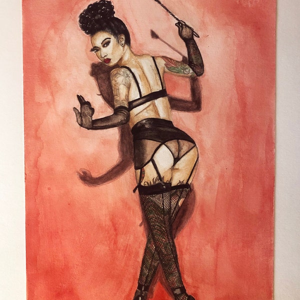 Aquarelle lingerie sexy érotique fond rouge